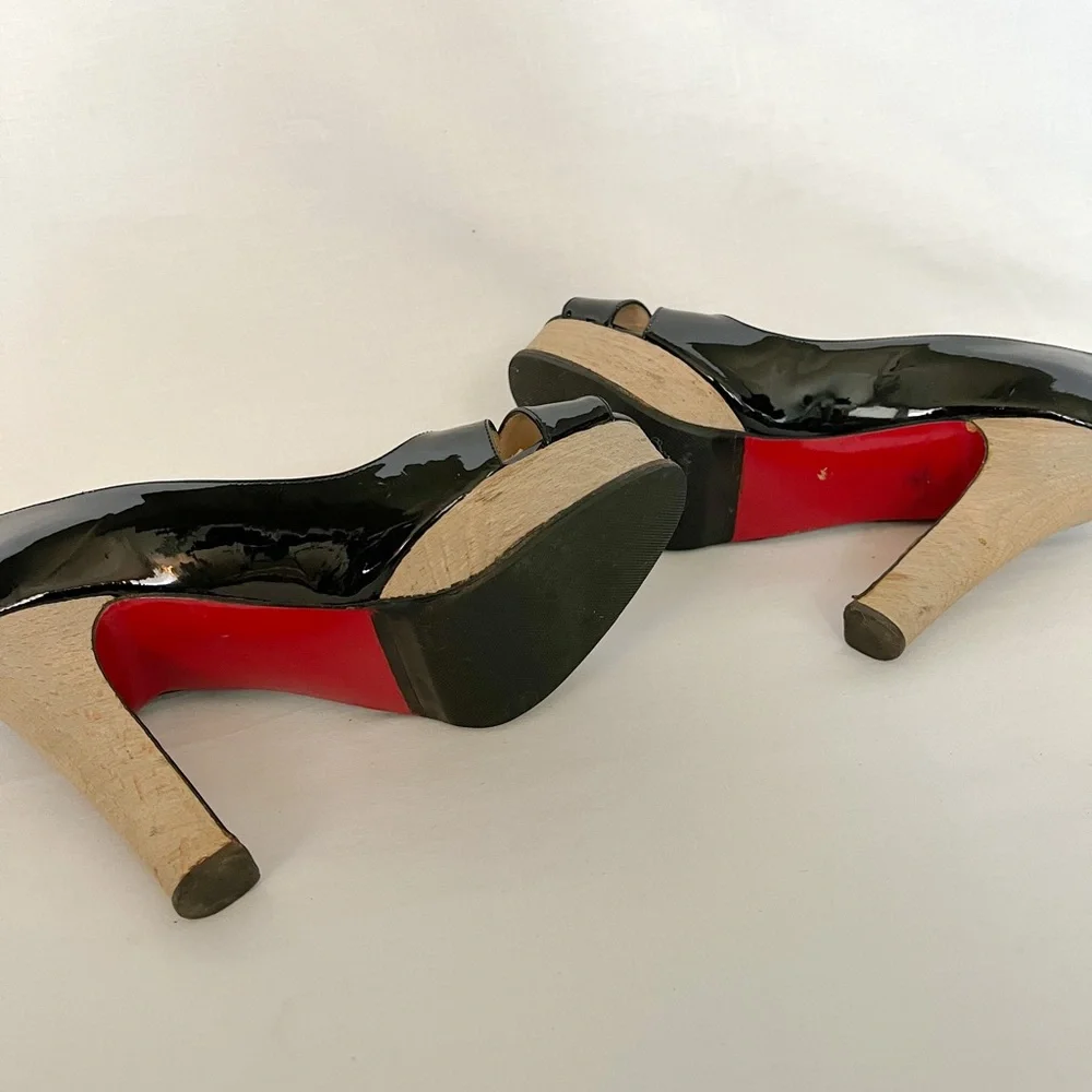 CHRISTIAN LOUBOUTIN vintage open toe patent heels size EU 37 - Picture 4 of 4
